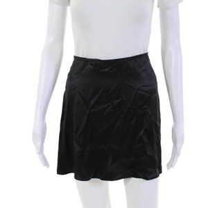 Reformation Unlined Silk Black Mini Skirt Zip 0